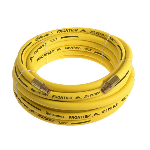 1/2" x 100' Yellow EPDM Rubber Air Hose, 300 PSI, 1/2" MNPT x MNPT